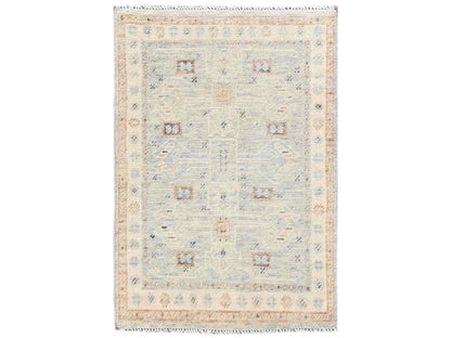 Oushak hand-knotted wool rug in Gray & Ivory, 2'1" x 2'11" — SKU O02728
