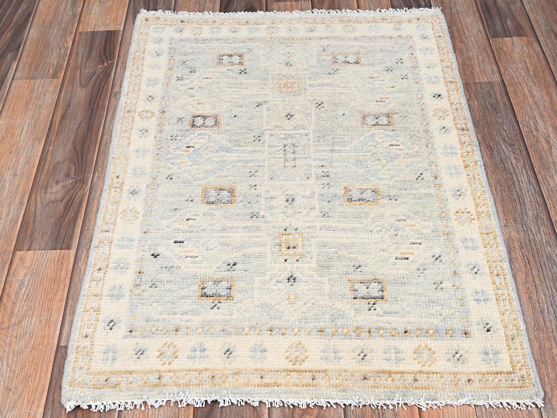Grey 2'1" x 2'11" Oushak And Peshawar Hand knotted Wool Rug - Sku: O02728