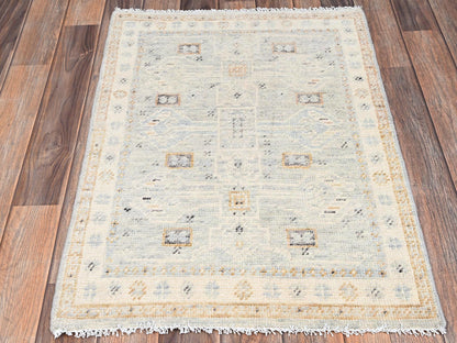 Oushak hand-knotted wool rug in Gray & Ivory, 2'1" x 2'11" — SKU O02728 (view 2)