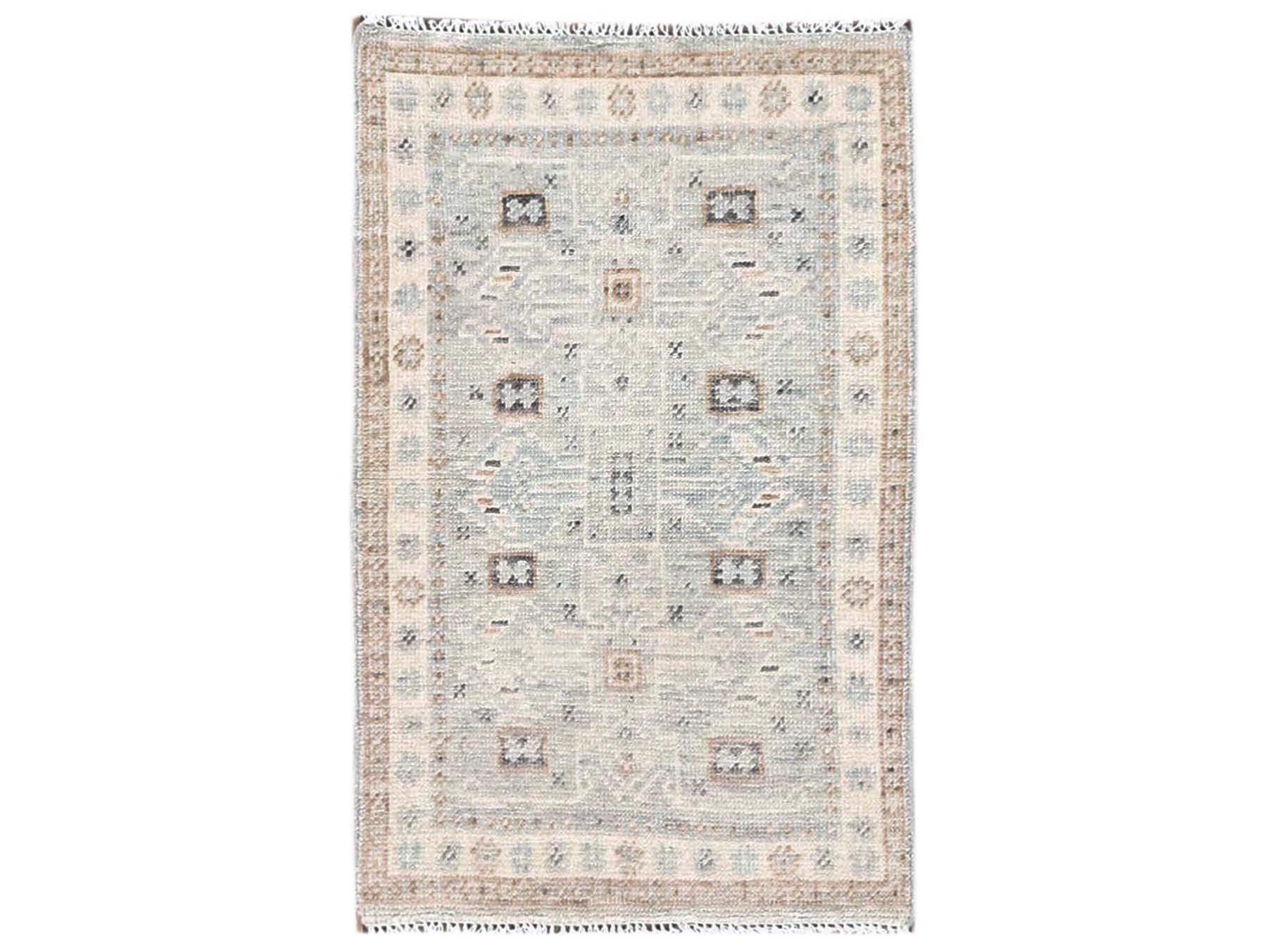 Grey 1'10" x 2'11" Oushak And Peshawar Hand knotted Wool Rug - Sku: O02729