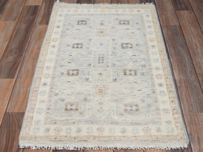 Oushak hand-knotted wool rug in Gray & Ivory, 1'10" x 2'11" — SKU O02729 (view 2)