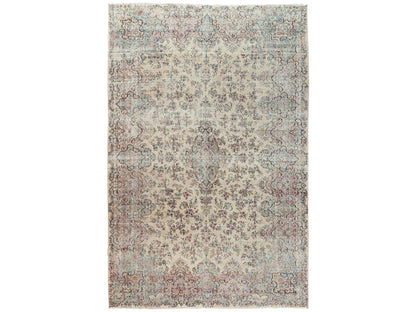 Kerman Vintage hand-knotted wool rug in Ivory & Pink, 10'6" x 16'4" — SKU O02737