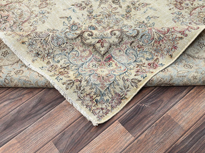 Kerman Vintage hand-knotted wool rug in Ivory & Pink, 10'6" x 16'4" — SKU O02737 (view 7)