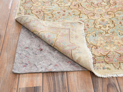 Kerman Vintage hand-knotted wool rug in Ivory & Sea Green, 8'9" x 12'1" — SKU O02739 (view 5)