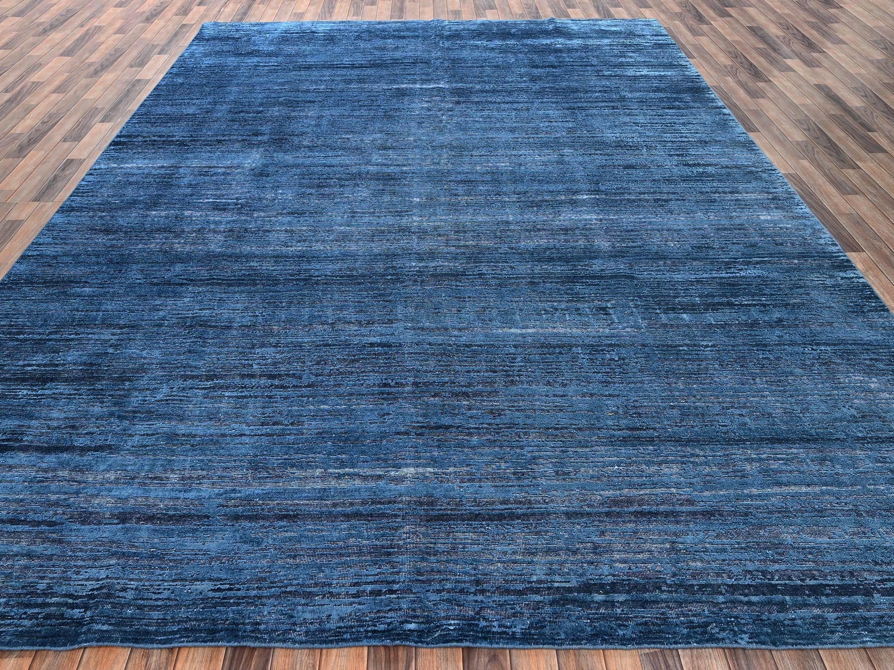 Blue 9'10" x 13'8" Modern and Contemporary Hand knotted Wool Rug - Sku: O02741