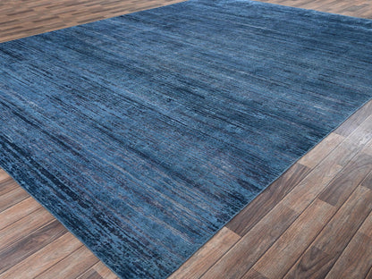 Blue 9'10" x 13'8" Modern and Contemporary Hand knotted Wool Rug - Sku: O02741