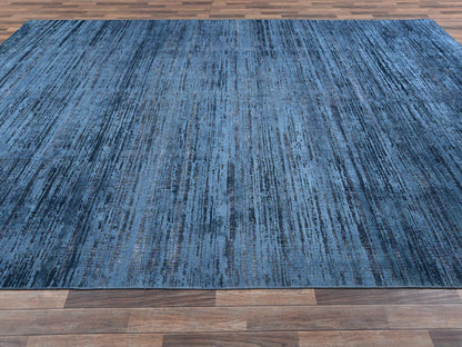 Blue 9'10" x 13'8" Modern and Contemporary Hand knotted Wool Rug - Sku: O02741