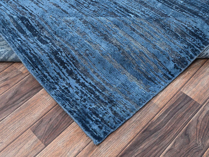 Blue 9'10" x 13'8" Modern and Contemporary Hand knotted Wool Rug - Sku: O02741