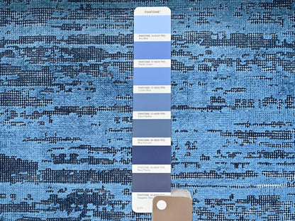 Blue 9'10" x 13'8" Modern and Contemporary Hand knotted Wool Rug - Sku: O02741