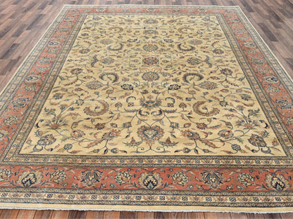 Beige 9'0" x 11'5" Clearance Hand knotted Wool Rug - Sku: O02742