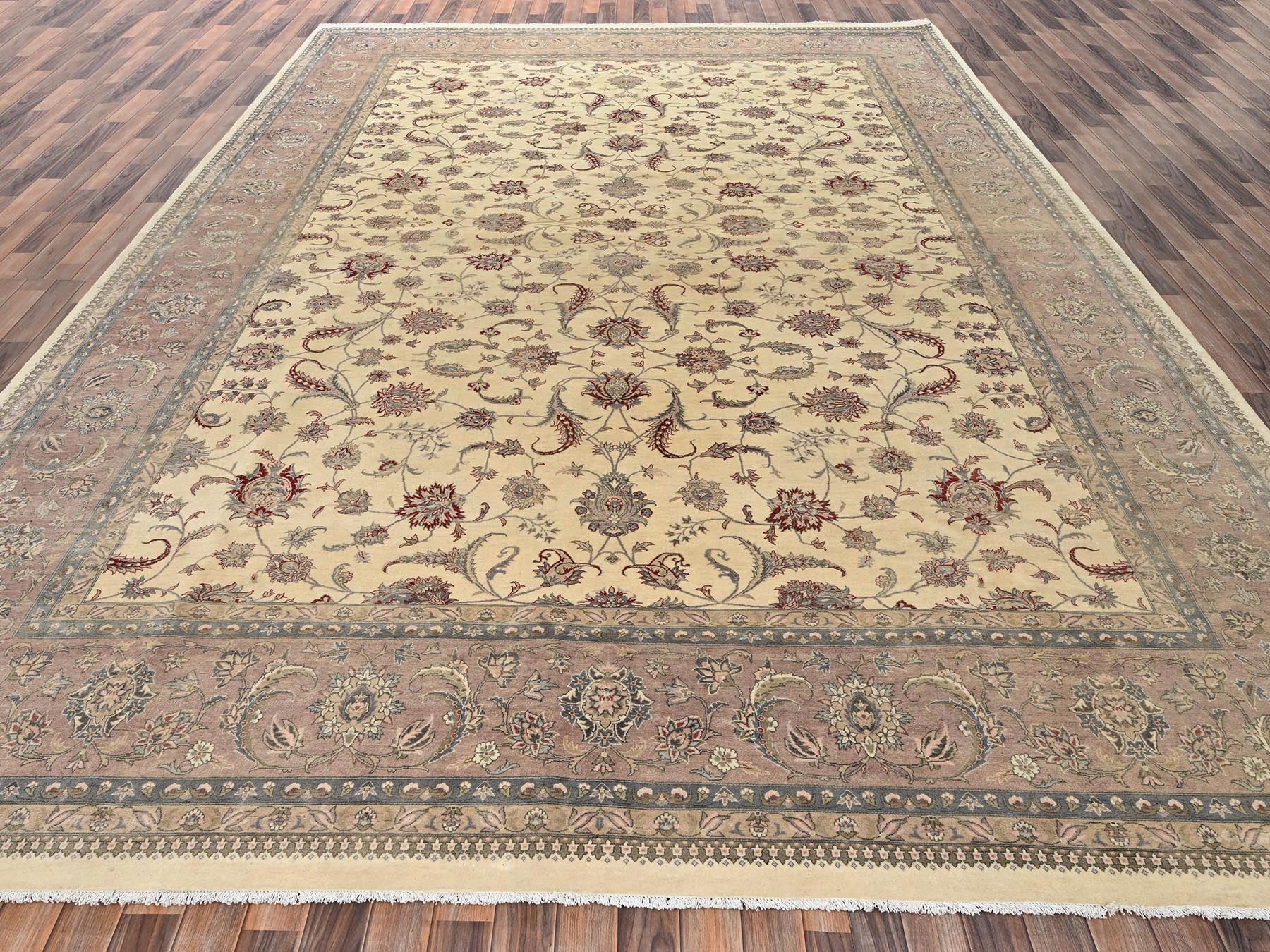 Beige 10'11" x 15'2" Persian Hand knotted Wool Rug - Sku: O02743