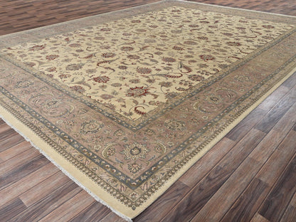 Beige 10'11" x 15'2" Persian Hand knotted Wool Rug - Sku: O02743