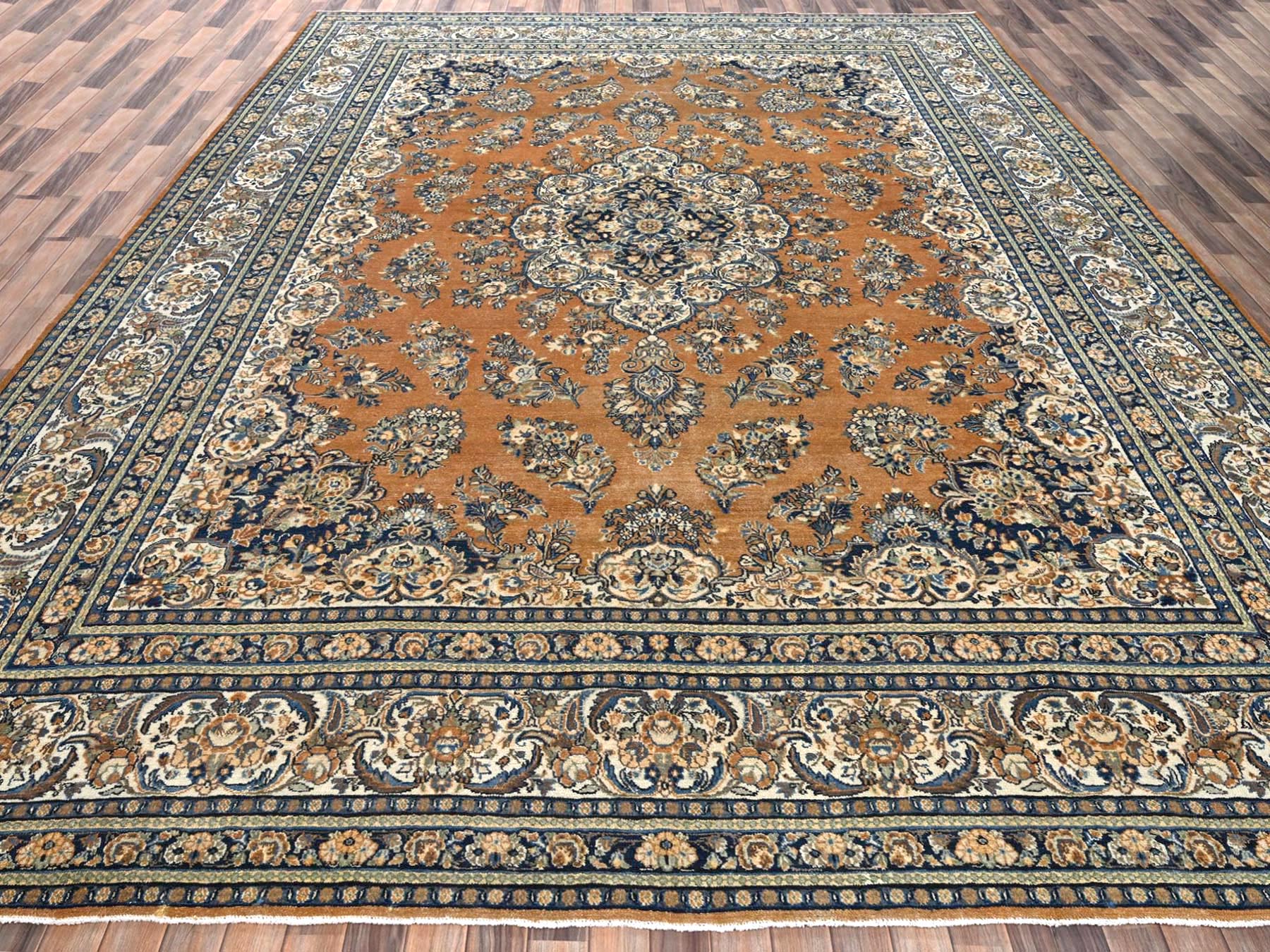 Brown 11'10" x 15'2" Vintage Hand knotted Wool Rug - Sku: O02747