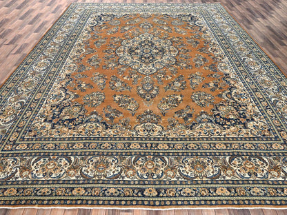 Brown 11'10" x 15'2" Vintage Hand knotted Wool Rug - Sku: O02747