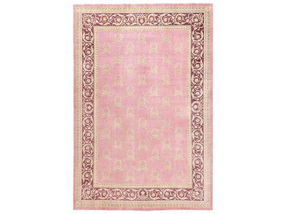 Clearance hand-knotted wool rug in Pink & Wine Red, 11'7" x 16'7" — SKU O02748