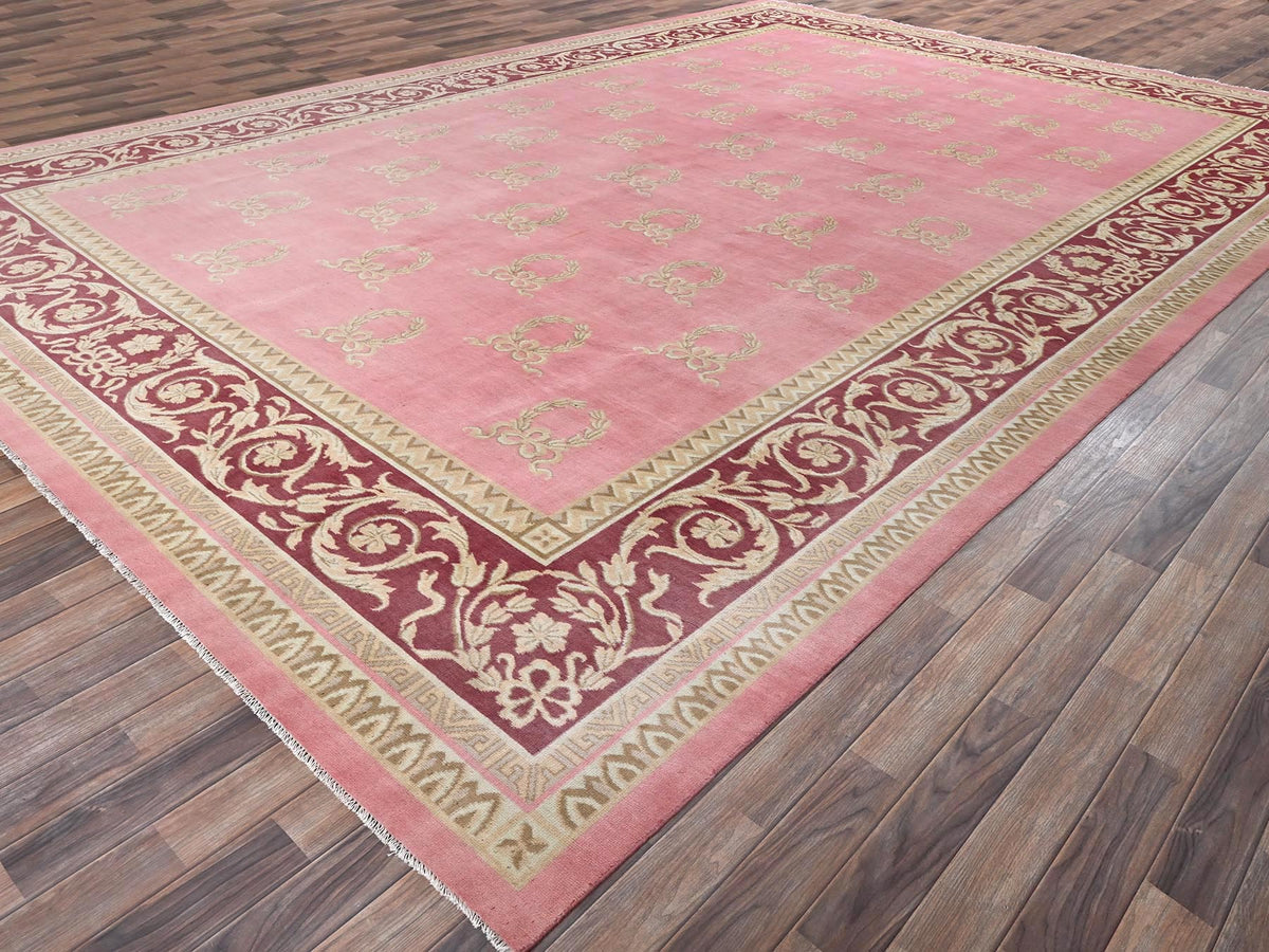 Clearance hand-knotted wool rug in Pink & Wine Red, 11'7" x 16'7" — SKU O02748 (view 3)