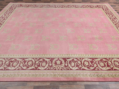 Clearance hand-knotted wool rug in Pink & Wine Red, 11'7" x 16'7" — SKU O02748 (view 4)