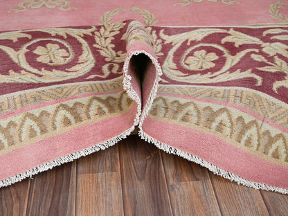 Clearance hand-knotted wool rug in Pink & Wine Red, 11'7" x 16'7" — SKU O02748 (view 6)