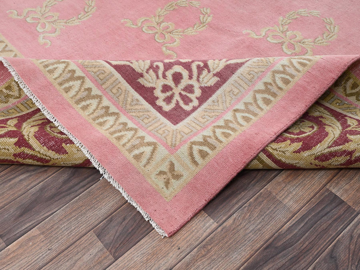 Clearance hand-knotted wool rug in Pink & Wine Red, 11'7" x 16'7" — SKU O02748 (view 7)