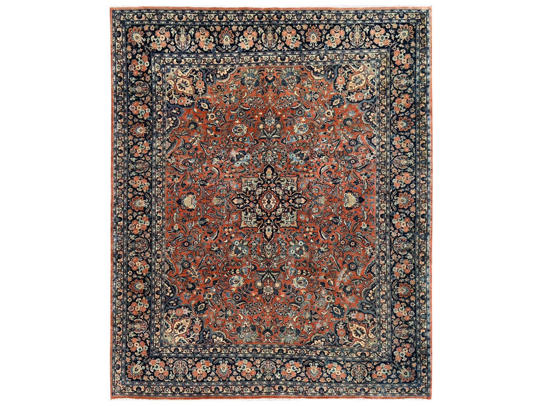 Brown 7'8" x 9'3" Persian Hand knotted Wool Rug - Sku: O02749