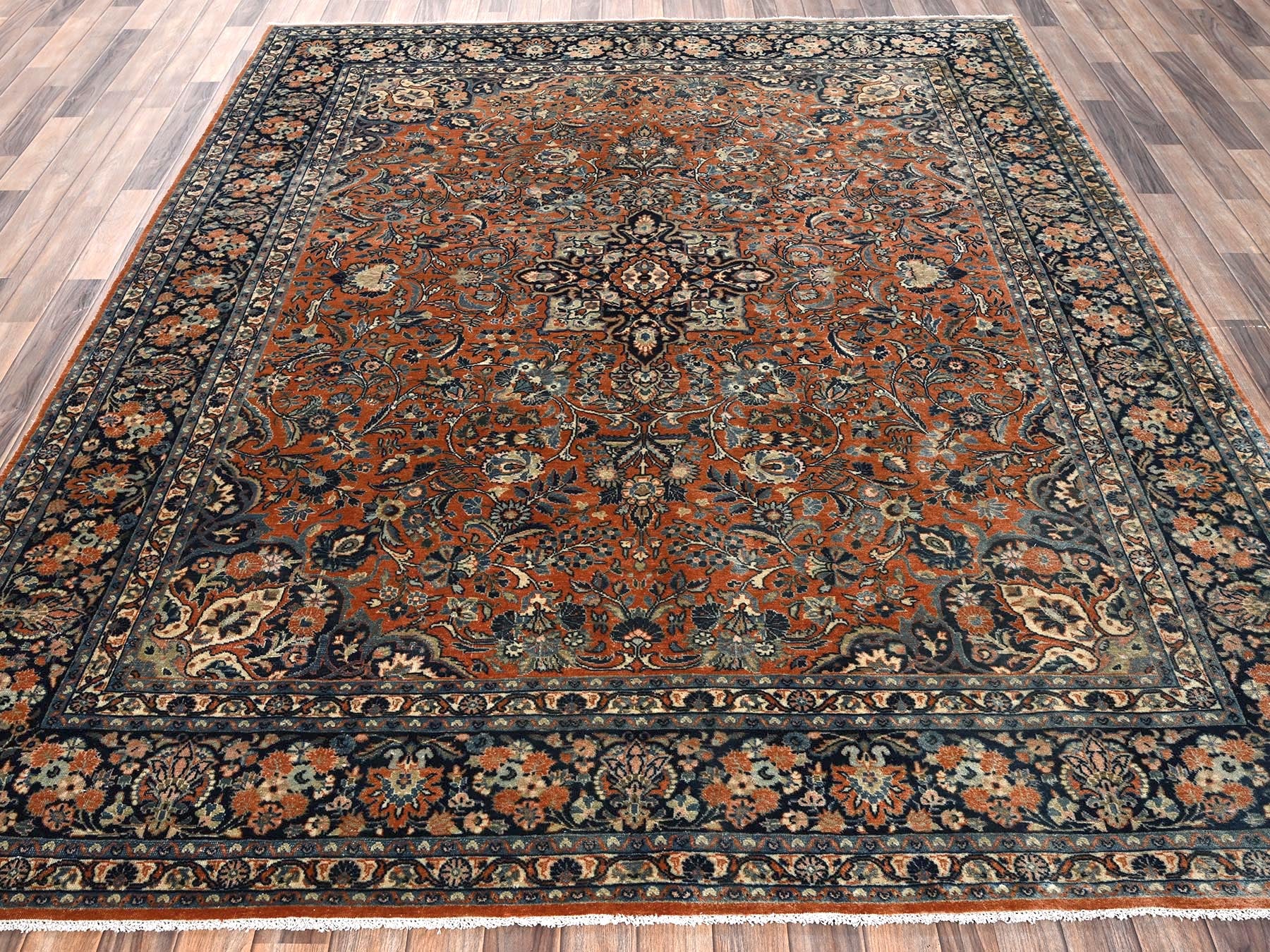 Brown 7'8" x 9'3" Persian Hand knotted Wool Rug - Sku: O02749