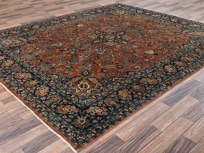 Brown 7'8" x 9'3" Persian Hand knotted Wool Rug - Sku: O02749