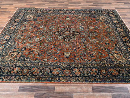 Brown 7'8" x 9'3" Persian Hand knotted Wool Rug - Sku: O02749