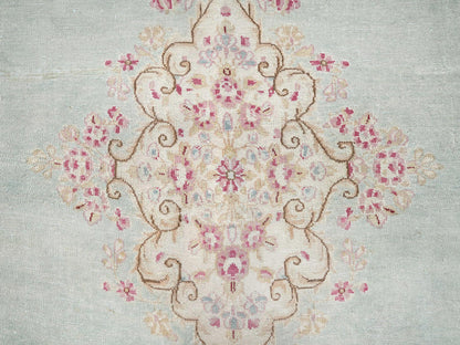 Kerman Vintage hand-knotted wool rug in Green & Ivory, 7'10" x 8'4" — SKU O02750 (view 9)