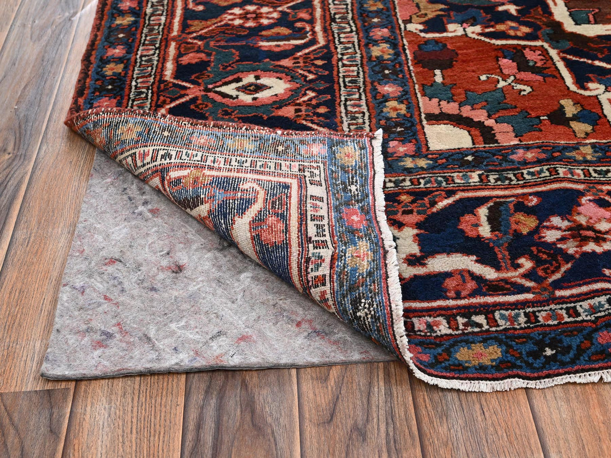Heriz Antique hand-knotted wool rug in Red & Midnight Blue, 8'2" x 14'7" — SKU O02751 (view 5)