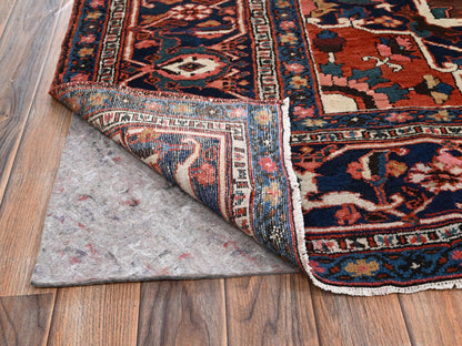 Heriz Antique hand-knotted wool rug in Red & Midnight Blue, 8'2" x 14'7" — SKU O02751 (view 5)