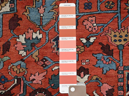 Heriz Antique hand-knotted wool rug in Red & Midnight Blue, 8'2" x 14'7" — SKU O02751 (view 8)