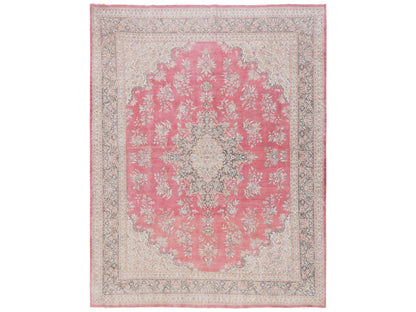 Tabriz Vintage hand-knotted wool rug in Pink & Brown, 9'11" x 12'7" — SKU O02752