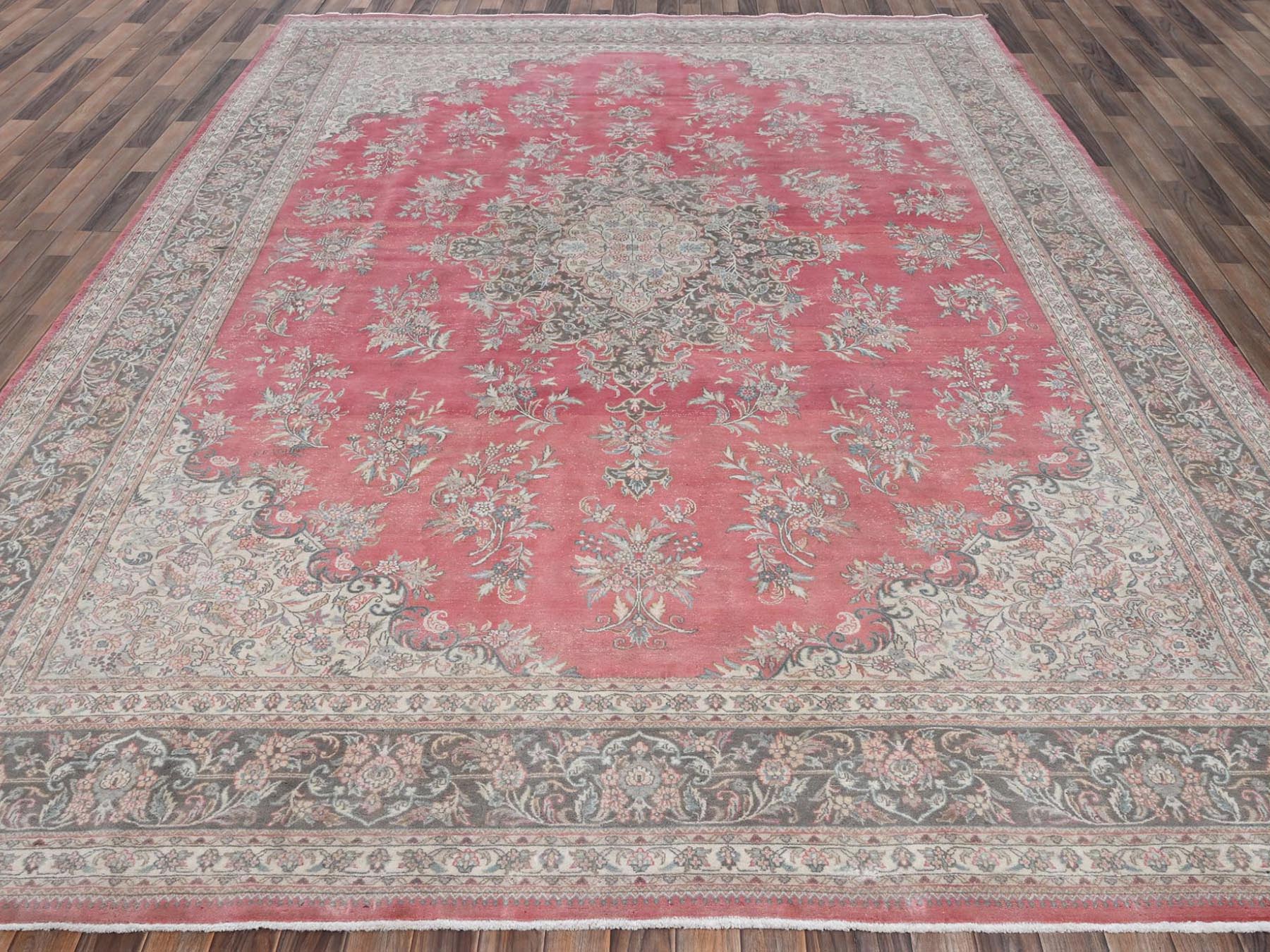 Pink 9'11" x 12'7" Vintage Hand knotted Wool Rug - Sku: O02752