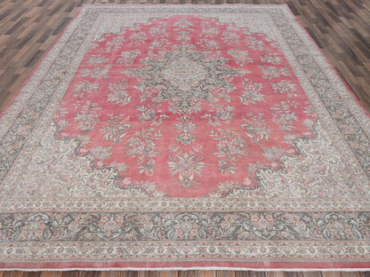Pink 9'11" x 12'7" Vintage Hand knotted Wool Rug - Sku: O02752