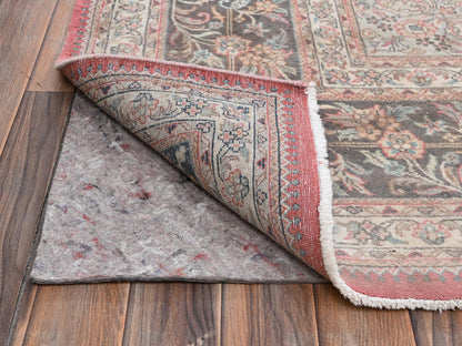 Tabriz Vintage hand-knotted wool rug in Pink & Brown, 9'11" x 12'7" — SKU O02752 (view 5)