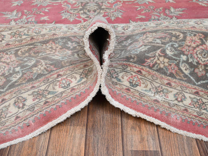 Tabriz Vintage hand-knotted wool rug in Pink & Brown, 9'11" x 12'7" — SKU O02752 (view 6)