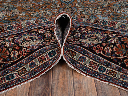 Brown 9'0" x 11'11" Antique Hand knotted Wool Rug - Sku: O02753