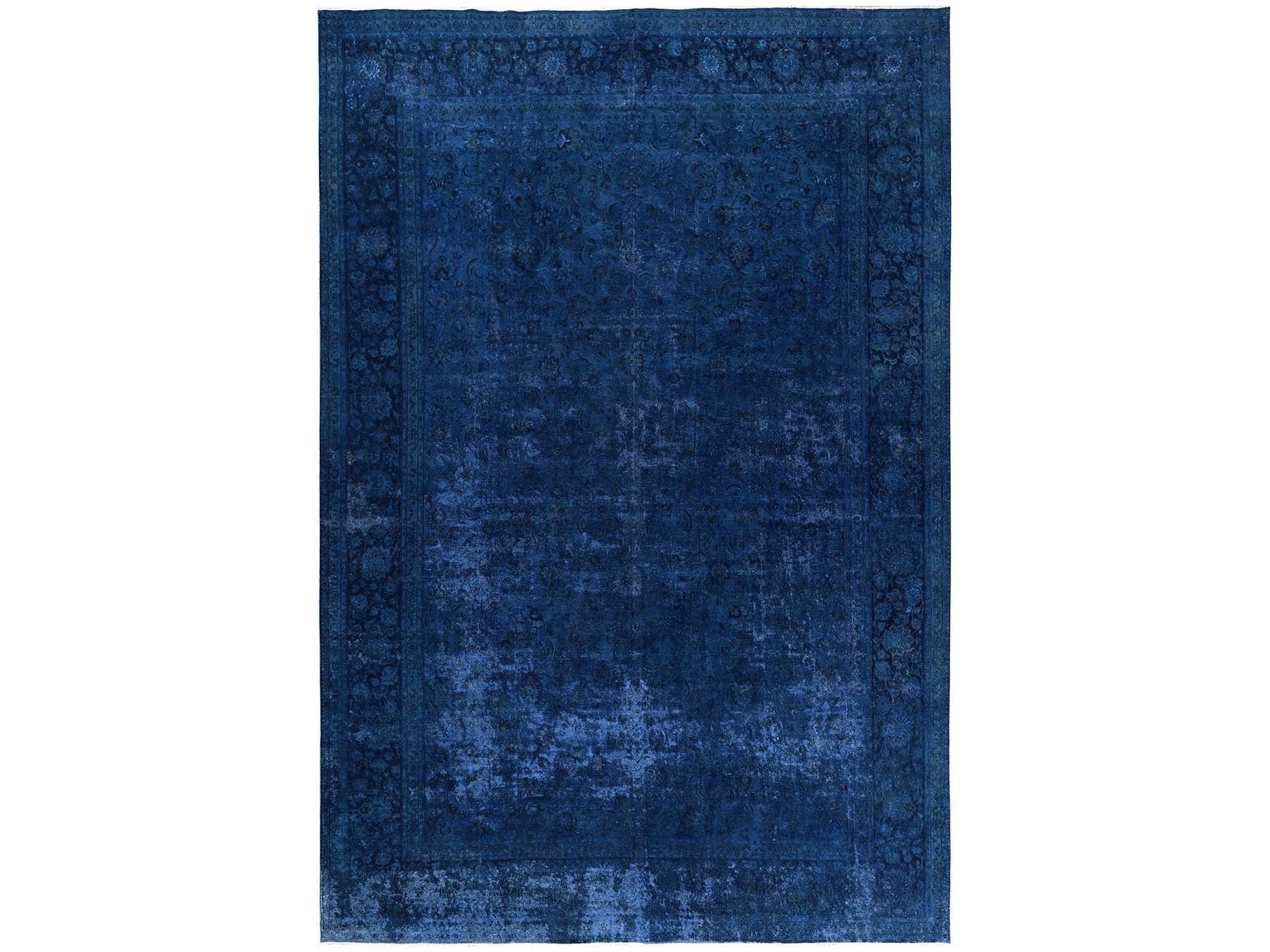 Nain Modern / Contemporary hand-knotted wool/silk rug in Overdyed & Midnight Blue, 13' x 18'8" — SKU O02756