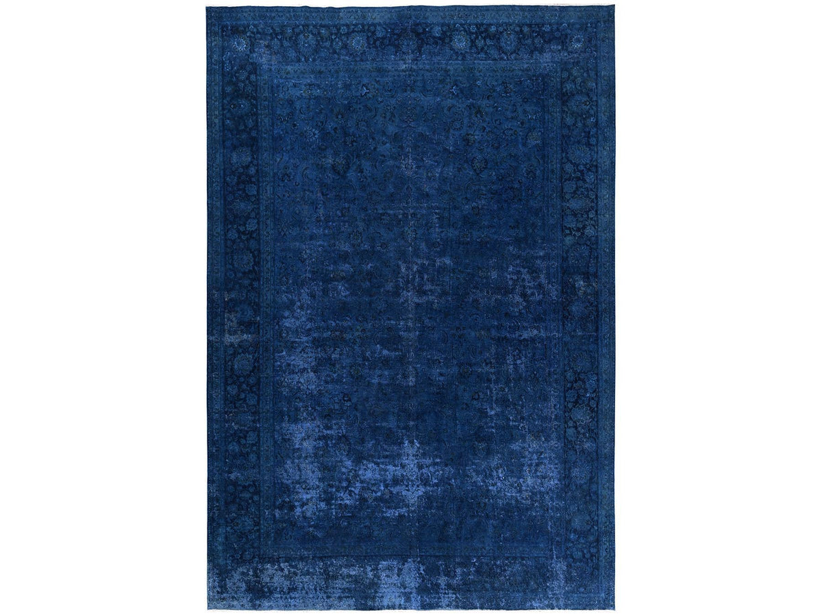 Nain Modern / Contemporary hand-knotted wool/silk rug in Overdyed & Midnight Blue, 13' x 18'8" — SKU O02756