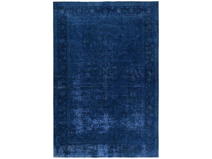 Nain Modern / Contemporary hand-knotted wool/silk rug in Overdyed & Midnight Blue, 13' x 18'8" — SKU O02756