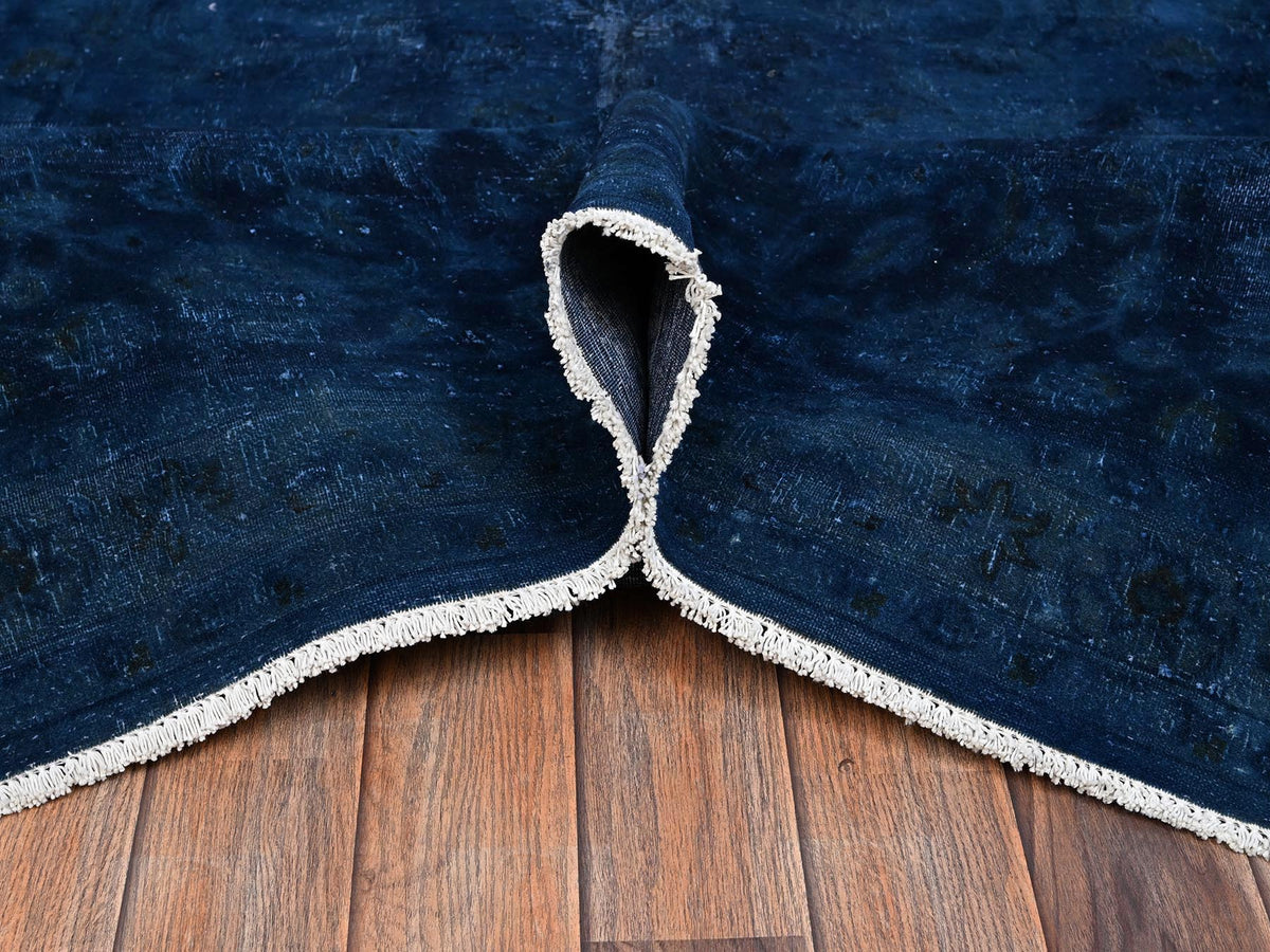 Nain Modern / Contemporary hand-knotted wool/silk rug in Overdyed & Midnight Blue, 13' x 18'8" — SKU O02756 (view 6)