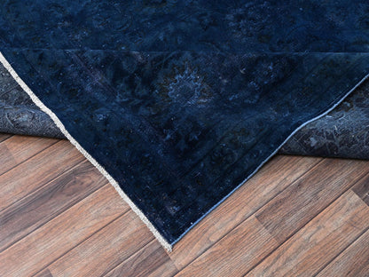 Nain Modern / Contemporary hand-knotted wool/silk rug in Overdyed & Midnight Blue, 13' x 18'8" — SKU O02756 (view 7)