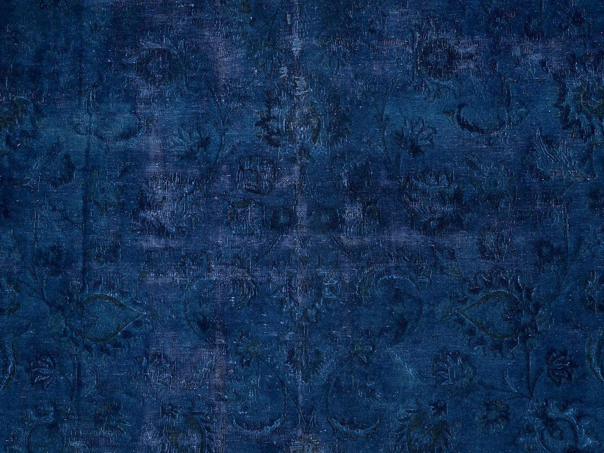 Nain Modern / Contemporary hand-knotted wool/silk rug in Overdyed & Midnight Blue, 13' x 18'8" — SKU O02756 (view 9)