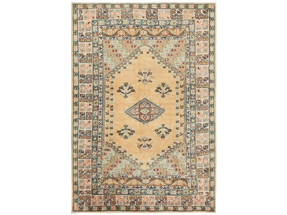 Beige 6'1" x 8'8" Tribal & Geometric Hand knotted Wool Rug - Sku: O02757