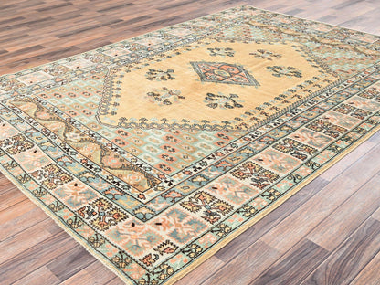 Beige 6'1" x 8'8" Tribal & Geometric Hand knotted Wool Rug - Sku: O02757