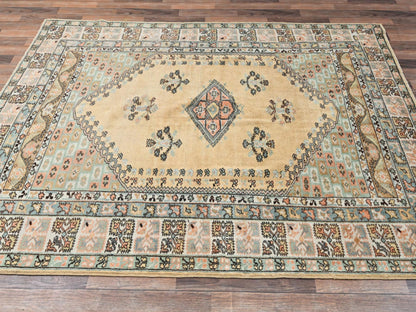 Beige 6'1" x 8'8" Tribal & Geometric Hand knotted Wool Rug - Sku: O02757