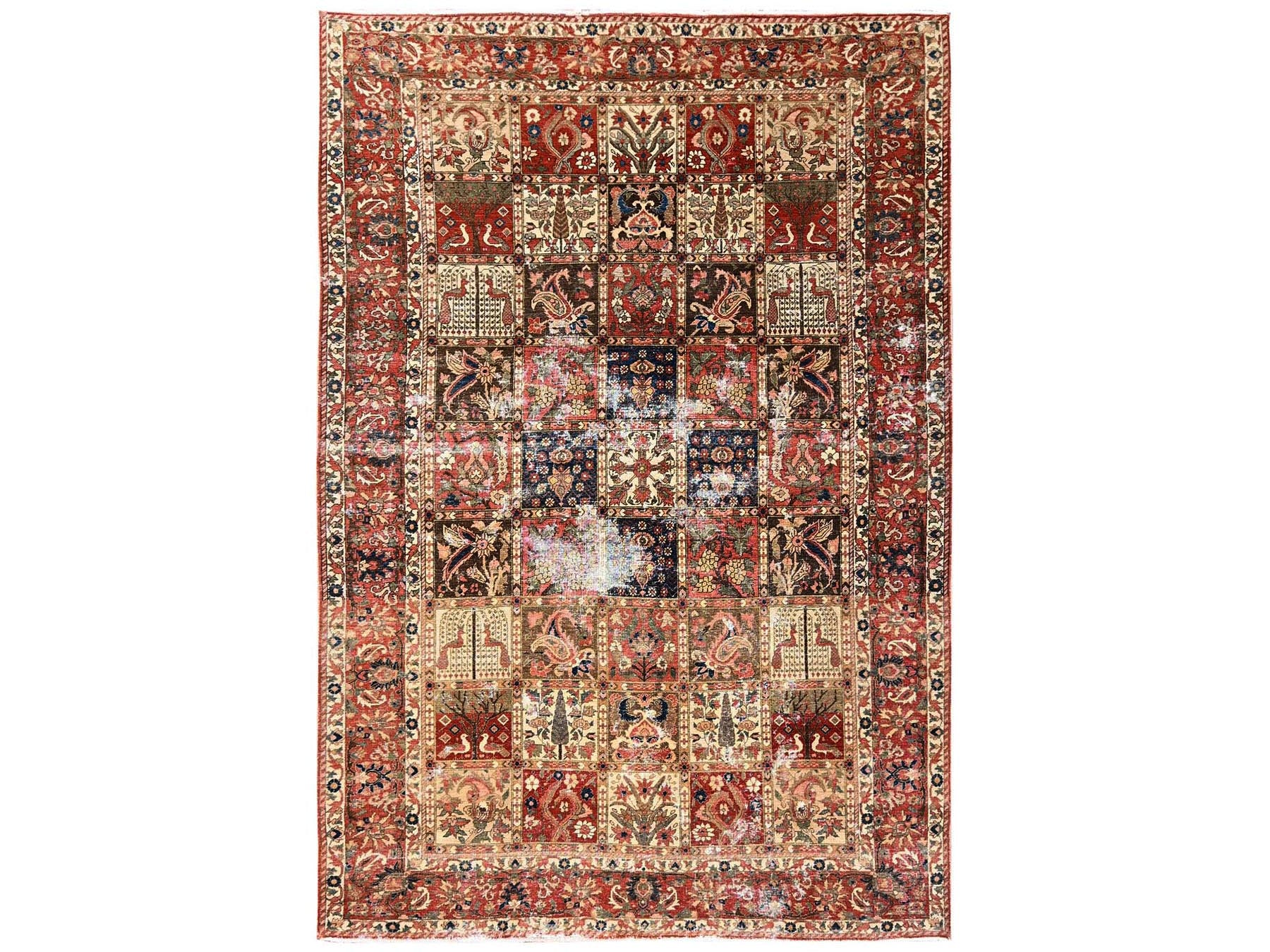 Vintage hand-knotted wool rug in Red & Rust Red, 6'10" x 9'10" — SKU O02758