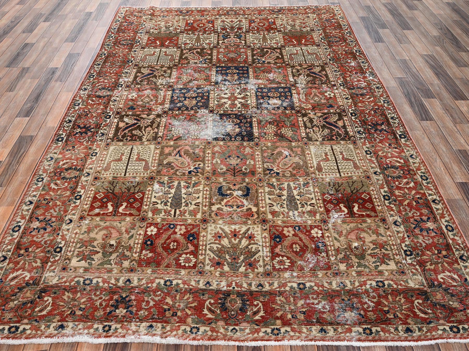 Vintage hand-knotted wool rug in Red & Rust Red, 6'10" x 9'10" — SKU O02758 (view 2)