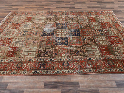 Red 6'10" x 9'10" Vintage Hand knotted Wool Rug - Sku: O02758