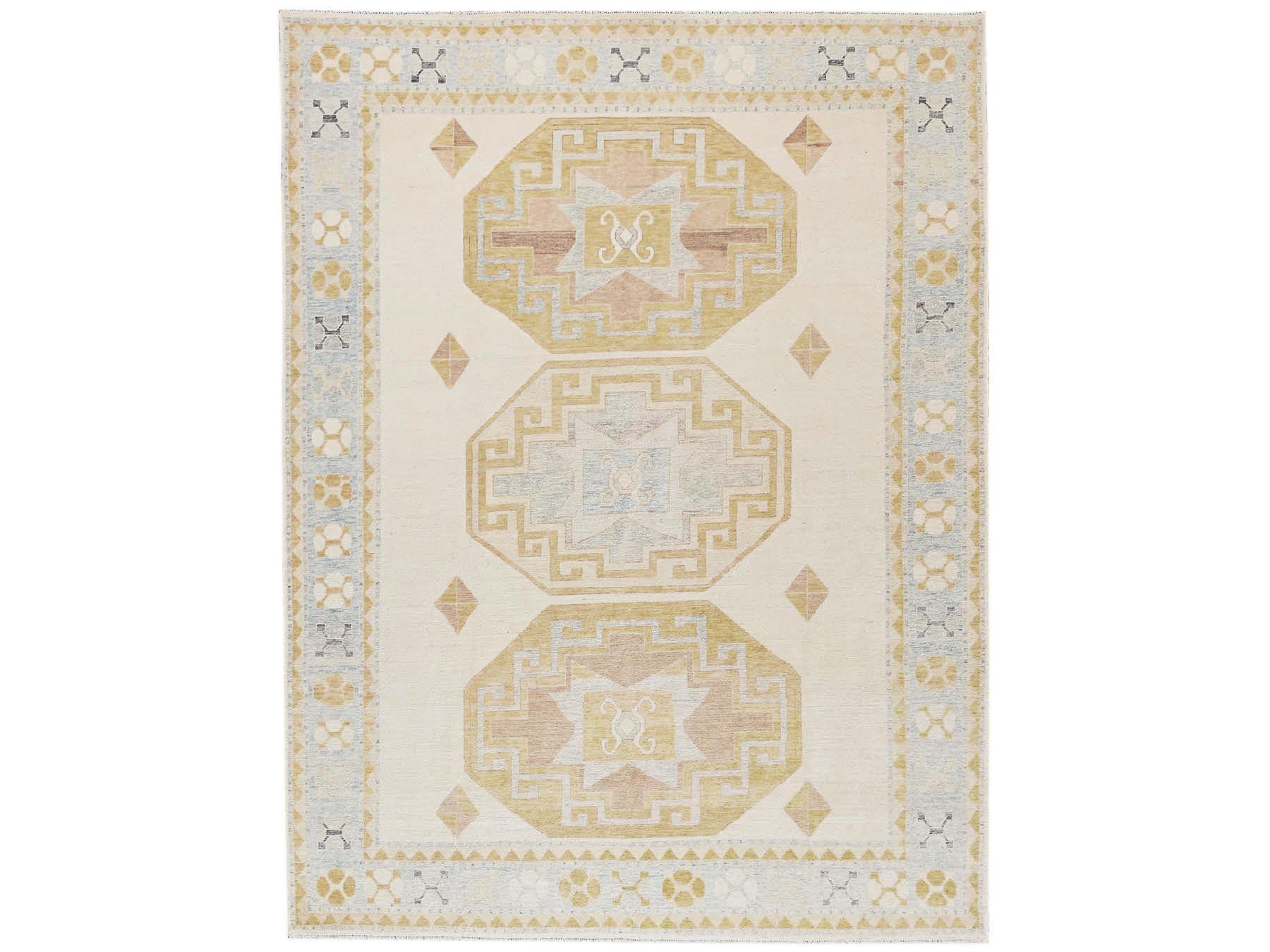 Ivory 11'3" x 14'6" Kazak Hand knotted Wool Rug - Sku: O02759